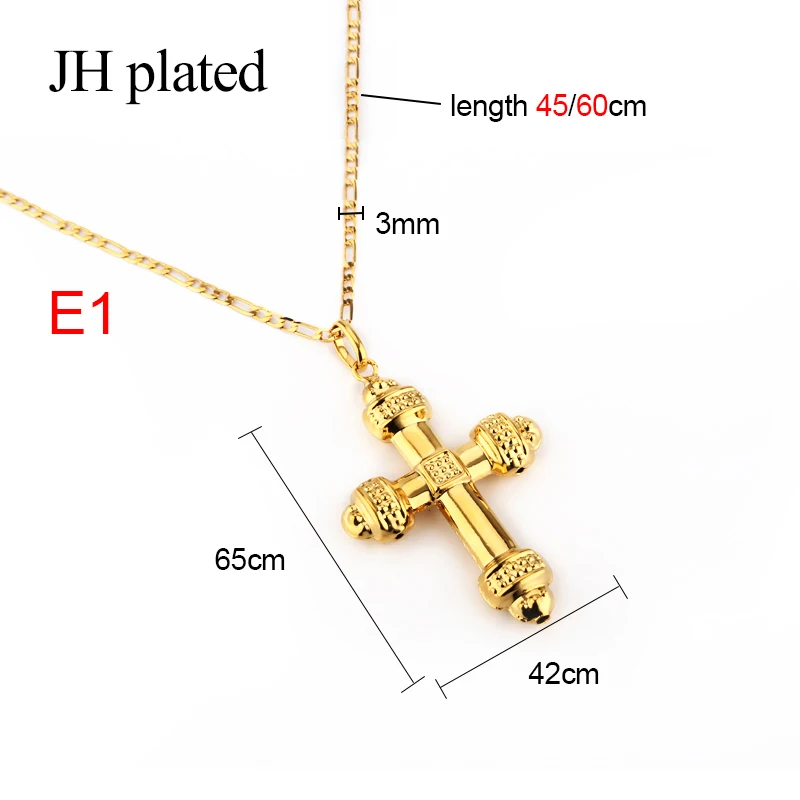 JHplated, новинка, модное ювелирное изделие, золотой цвет, Распятие Иисуса, религиозный крест, ожерелье, Подвеска для женщин/мужчин, христианская длина 45 см - Окраска металла: E1-45cm