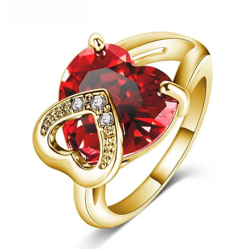 OCESRIO Romantic Ring female Silver/Gold Heart CZ Crystal Rings for women Anillos Wedding Jewelry Valentine's Day Gift rig-a20 |
