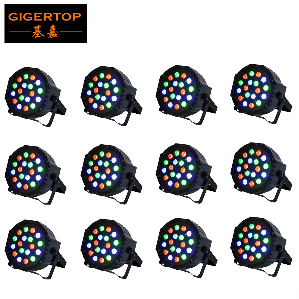 

Cheap Price 12Pcs/Lot 18x3W Flat Led Par Light DMX512 Slim RGB Led Parn American DJ Supply Quad Scan LED Lighting TP-P183