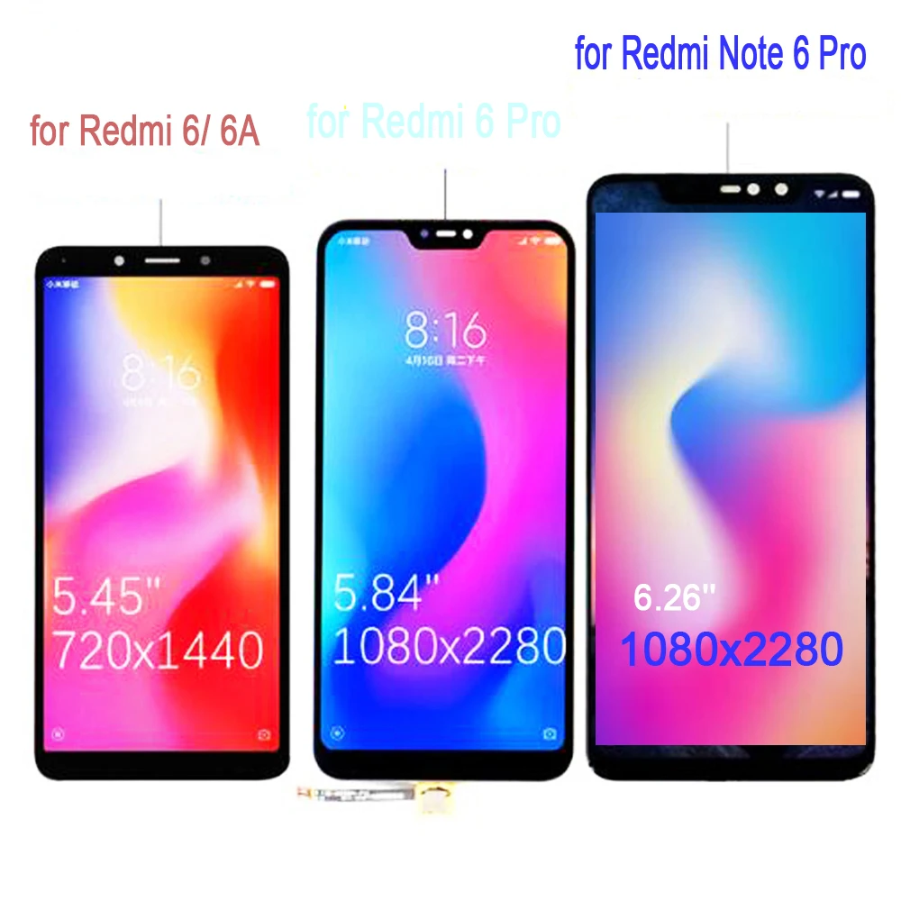 Оригинальный IPS ЖК дисплей для Xiaomi Redmi 6 Pro с сенсорным экраном дигитайзер сборка