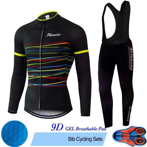 Bib Cycling Set Phtxolue, набор для велоспорта, Мужская одежда для велоспорта, одежда для велоспорта, дышащая, анти-УФ, одежда для велоспорта, с длинным рукавом, наборы для велоспорта - Цвет: Bib Cycling Set