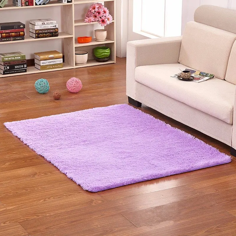 Light Purple 50x80 см Плюшевые мохнатые ковры для гостиной, спальни, детей, игровой мягкий пушистый коврик, нескользящий коврик для двери, напольный коврик, товары для украшения дома - Цвет: Light Purple