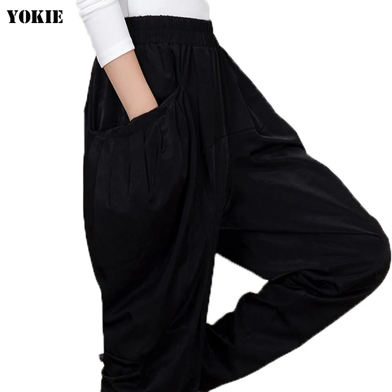 2016 новые шаровары женские с шаговым швом широкие штаны танцевальные размера плюс