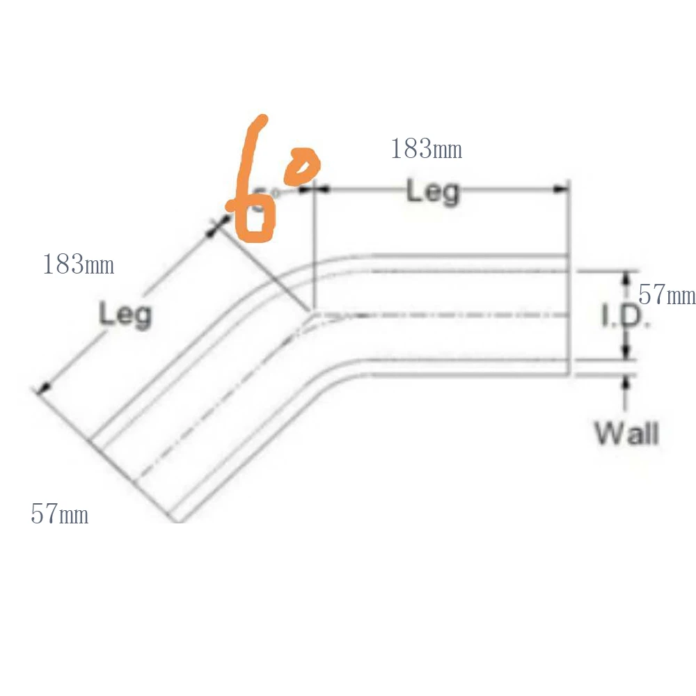 

custom hose ! 60bend hose id57mm hose lenght :183mm 4ply