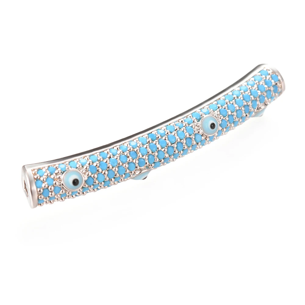 

10PCS/LOT Top Quality Long Tube Connectors micro pave CZ Crystal For Men's Bracelet Jewelry Making DIY Accessories VC-338*10