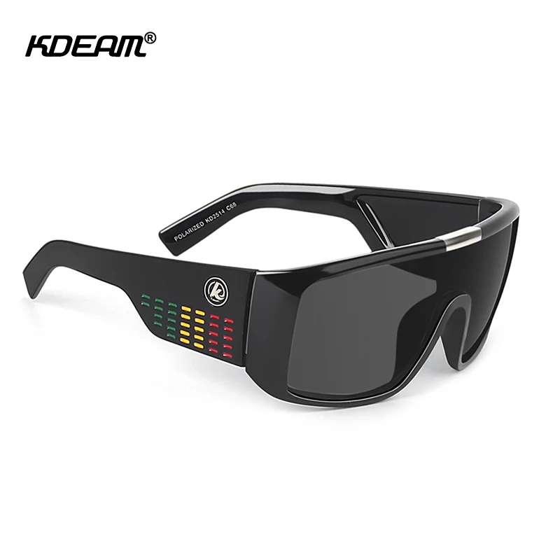 

KDEAM Bold Shield Men Sunglasses Polarized Big Size One Piece Frame Sun Glasses With Protective Case KD2514