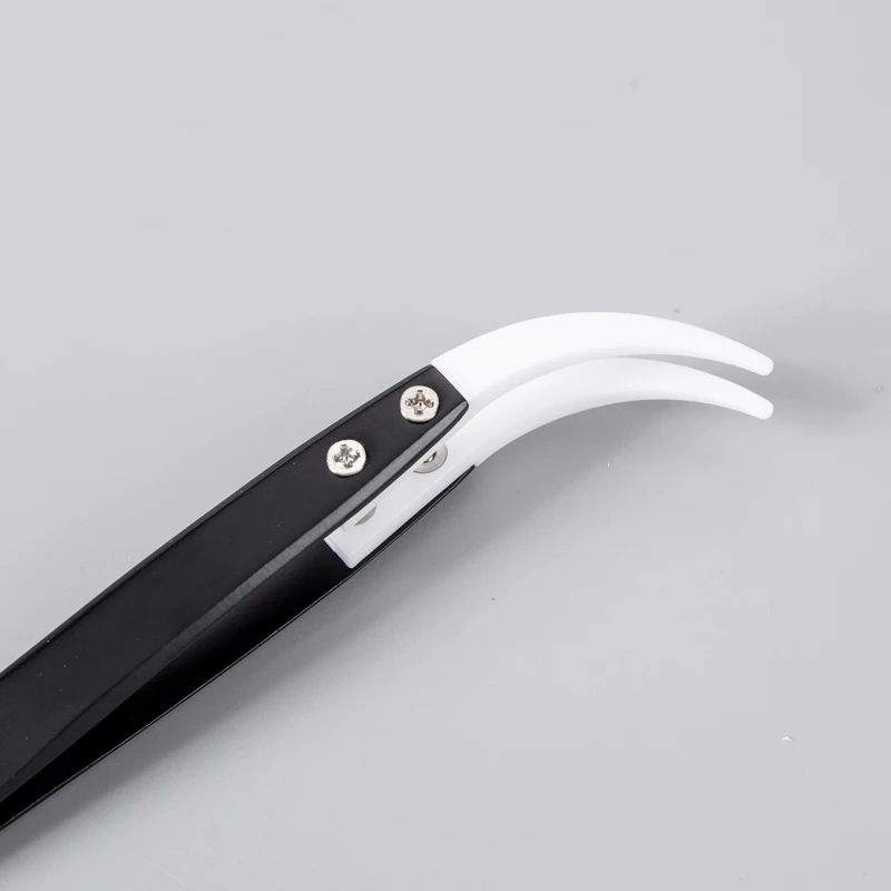 Пинцет керамический термостойкий изолированный с прямым изогнутым кончиком |