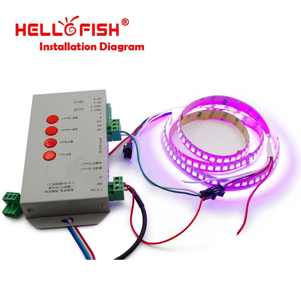 Hello Fish 1 м WS2812B полноцветная светодиодная лента 144 светодиодный/m Dream Running color СВЕТОДИОДНЫЙ лента белый/черный PCB
