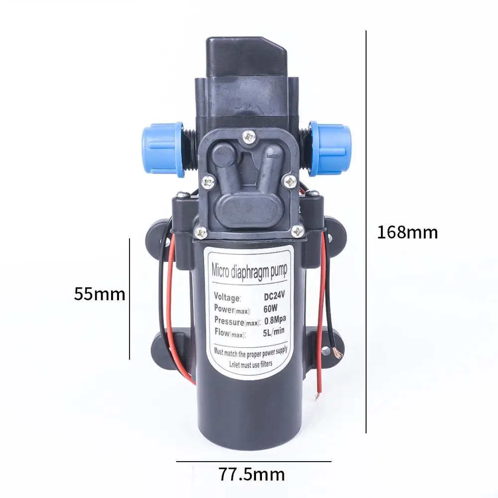 DC 24 V 60 W 130PSI 5L/Min водяной мембранный самовсасывающий насос высокого давления сельскохозяйственный Электрический водяной насос Автомойка спрей