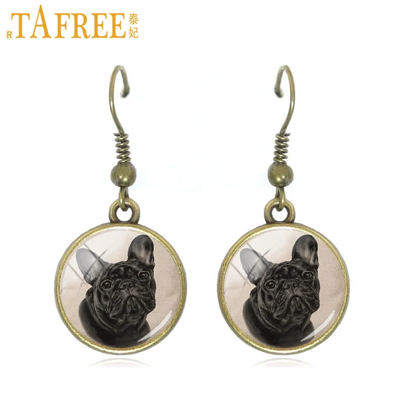 Красочные серьги подвески TAFREE 2017 в виде собаки мопса фото животного подвеска