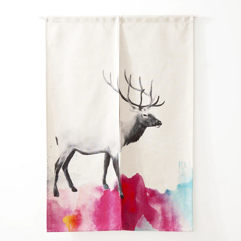 Акварель Лес Животные дверь занавеска льняной гобелен Дети Исследование Спальня