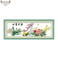 joy sunday chinese flower home decoration h1161 14ct 11ct stamped counted peace in seasons flowers embroidery cross stitch kit