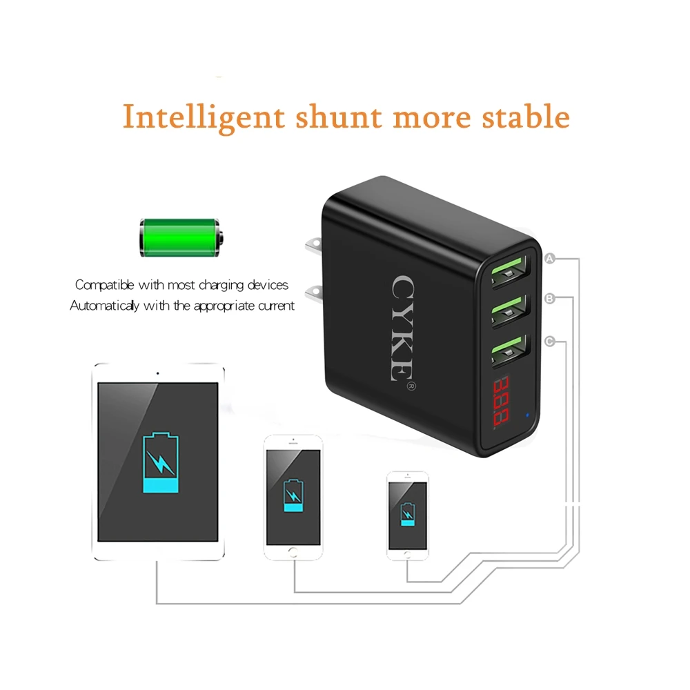 CYKE 5 В 3 А порта USB для быстрой зарядки настенное зарядное устройство с
