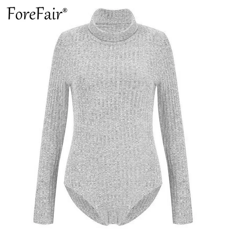 Forefair сексуальный однотонный вязаный эластичный облегающий боди для женщин 2018