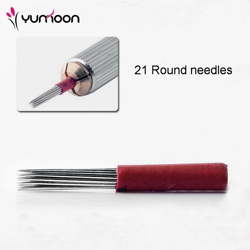 

Free Shipping 20 PCS Round 21 Pins Needles Semi Permanent Makeup Manual Pen Microblading Fog Eyebrow Manual Pen Needles