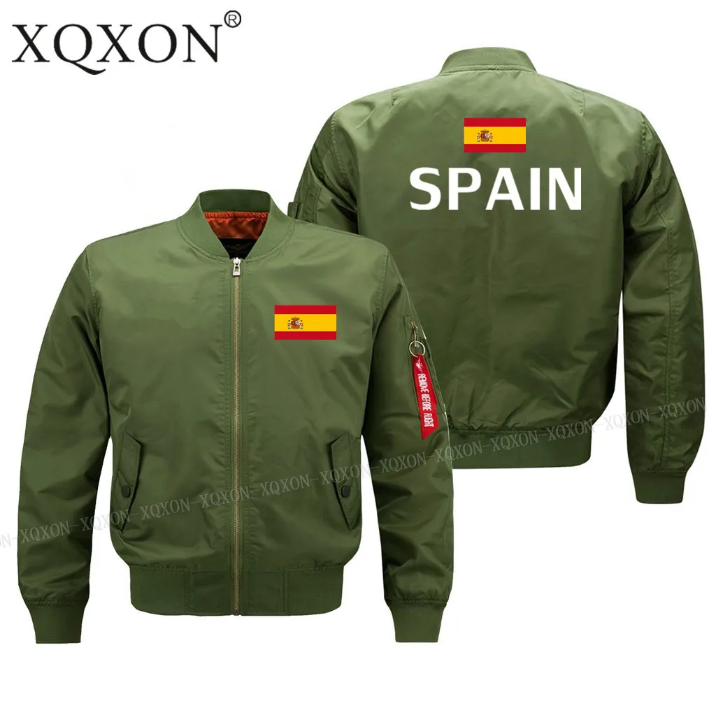 XQXON-Горячая Распродажа, Испанский флаг, дизайн, военный стиль, пилот, куртка-бомбер, модные повседневные мужские куртки, пальто J196 - Цвет: Army green thin