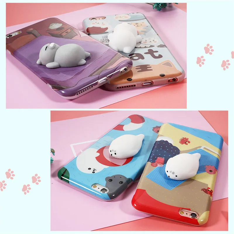 3D luxury Silicone Cartoon squishy Case for iPhone 6 6S Plus 7 case cover soft TPU new cute cat Cover 7+ funda |