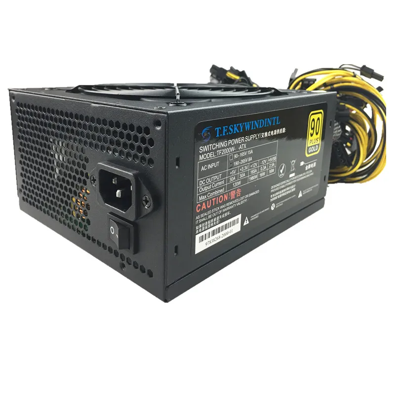 Блок питания для ПК майнинга биткоинов ETH ATX Asic 2000 Вт компьютерный блок RX 480 470