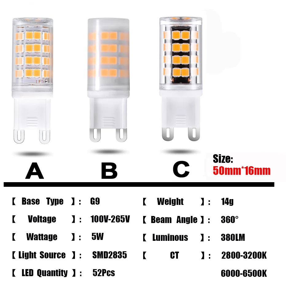 Без мерцания G9 светодиодный светильник AC85-265V 5 Вт SMD2835 Светодиодный точечный светильник с высоким люменом PC керамическая лампочка Заменяет 40 Вт галогенный светильник для люстры