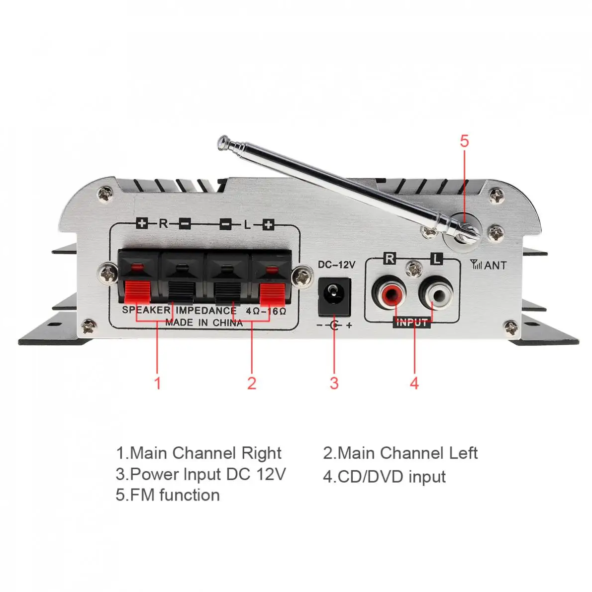 Kentiger HY 600 2 канальный Hi Fi автомобильный аудио усилитель мощности FM радио USB MP3