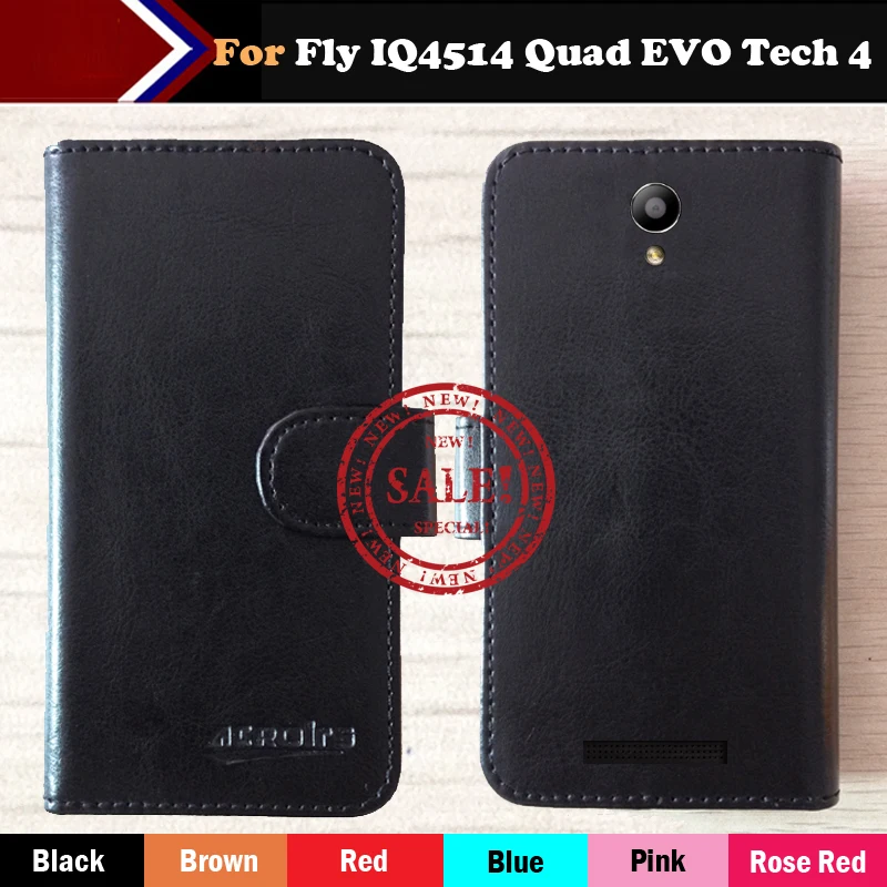 В наличии! Fly IQ4514 Quad EVO Tech 4 чехол шесть цветов Роскошный кожаный флип для телефона