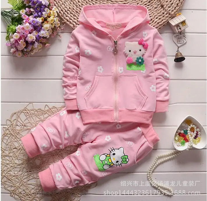 2016 Новый набор одежды на осень для детей до девочек “Hello Kitty” костюм с длинными