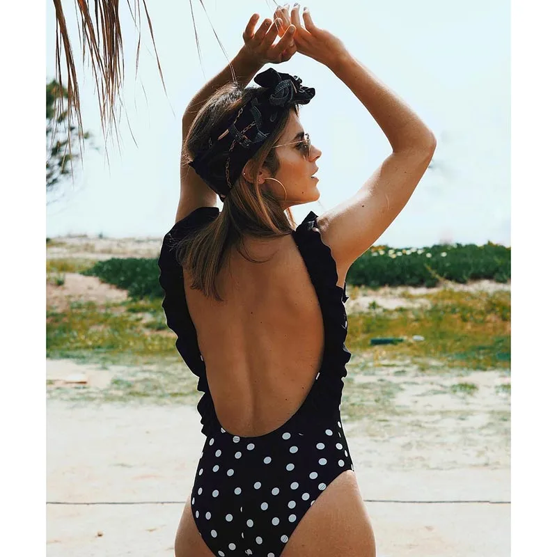2019 New One Piece Swimsuit Sexy Cut out Swimwear Women Bodysuit Bathing Suit Vintage Beach Wear Print Bandage Monokini | Спорт и