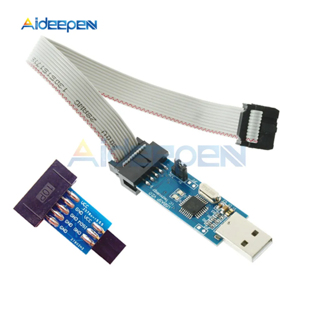 Плата адаптера с 10Pin на 6 Pin + USB программатор USBASP USBISP AVR ATMEGA8 ATMEGA128 ATtiny/CAN/PWM 2