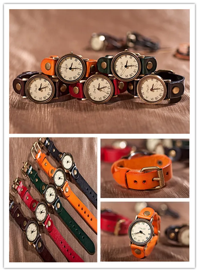 Free Shipping 2013 early summer new!Simple retro wholesale personalized leather table multi-color optional neutral jewelry gift |