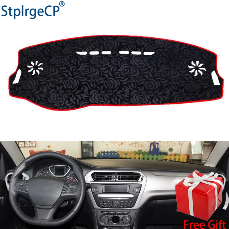 

Rose Pattern Non-slip Car Dashboard Cover Dash Mat Pad DashMat ANti-UV Car Sticker for citroen ailice 2014-2019 Car Styling