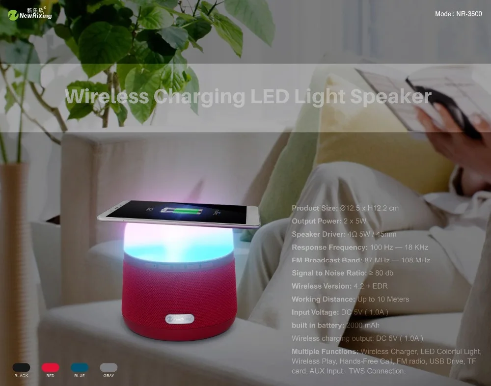 Bluetooth динамик Беспроводное зарядное устройство светодиодный красочный светильник портативный с микрофоном ручной работы USB накопитель TF карта fm-радио AUX в MP3 динамик s