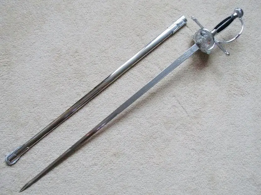 S3007 Серебряный докиксот рапир эпохи восстановления испанского мускутера