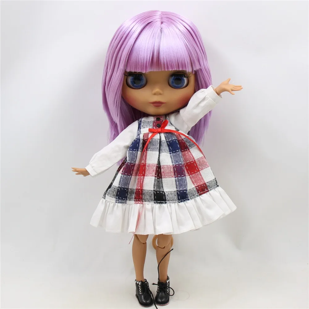 Фабрика blyth кукла 1/6 bjd шарнир тело темная кожа матовое лицо, жирные фиолетовые волосы, голые куклы 30 см BL2137