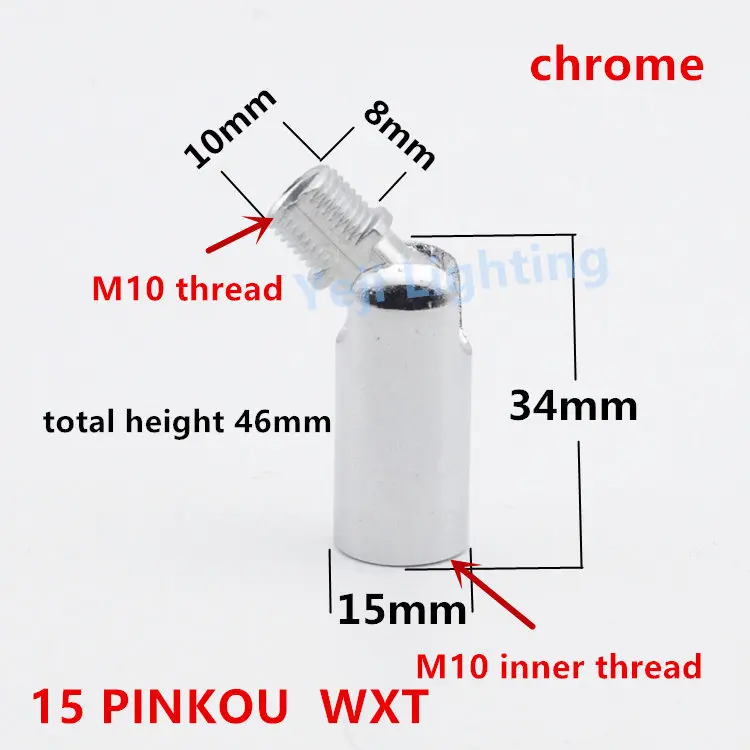 15 PK - chrome Универсальная головка M10 M8, внутренняя резьба, наружные зубы, поворот на 180 градусов, потолок, розовый навес, адаптер, лампа, базовый разъем, железное покрытие - Цвет: 15 PK - chrome