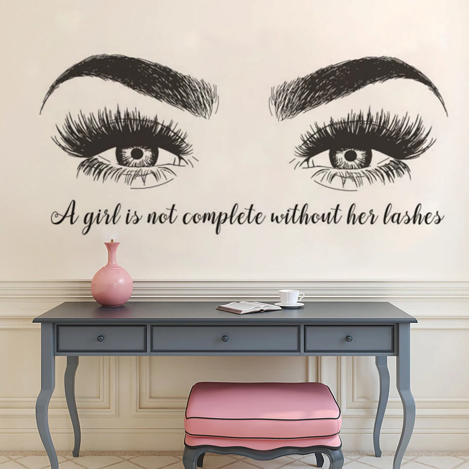 Ресницы брови виниловая наклейка на стену для салона красоты цитаты наращивание