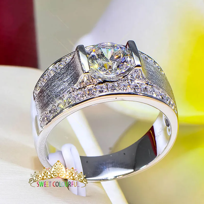 18 K 750Au золото Moissanite алмаз мужское кольцо D Цвет VVS с национальным сертификатом MO-0010
