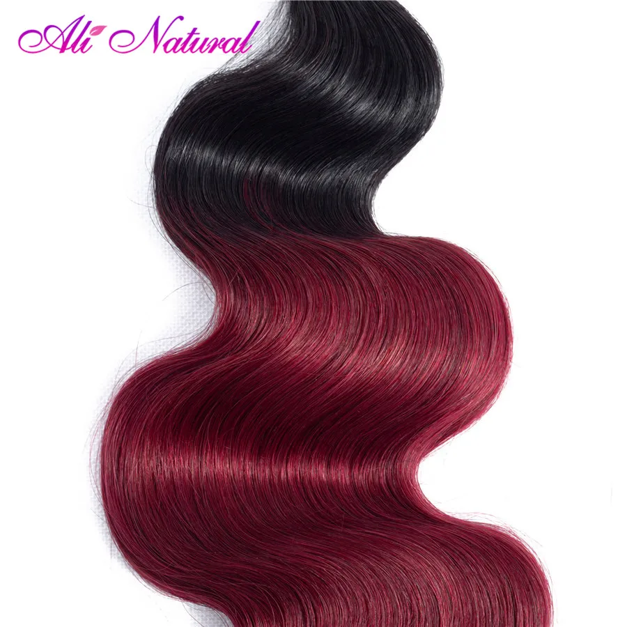 Ali натуральные перуанские Волнистые накладные волосы Омбре 1/3/4 шт. 1B/бордовый 99J