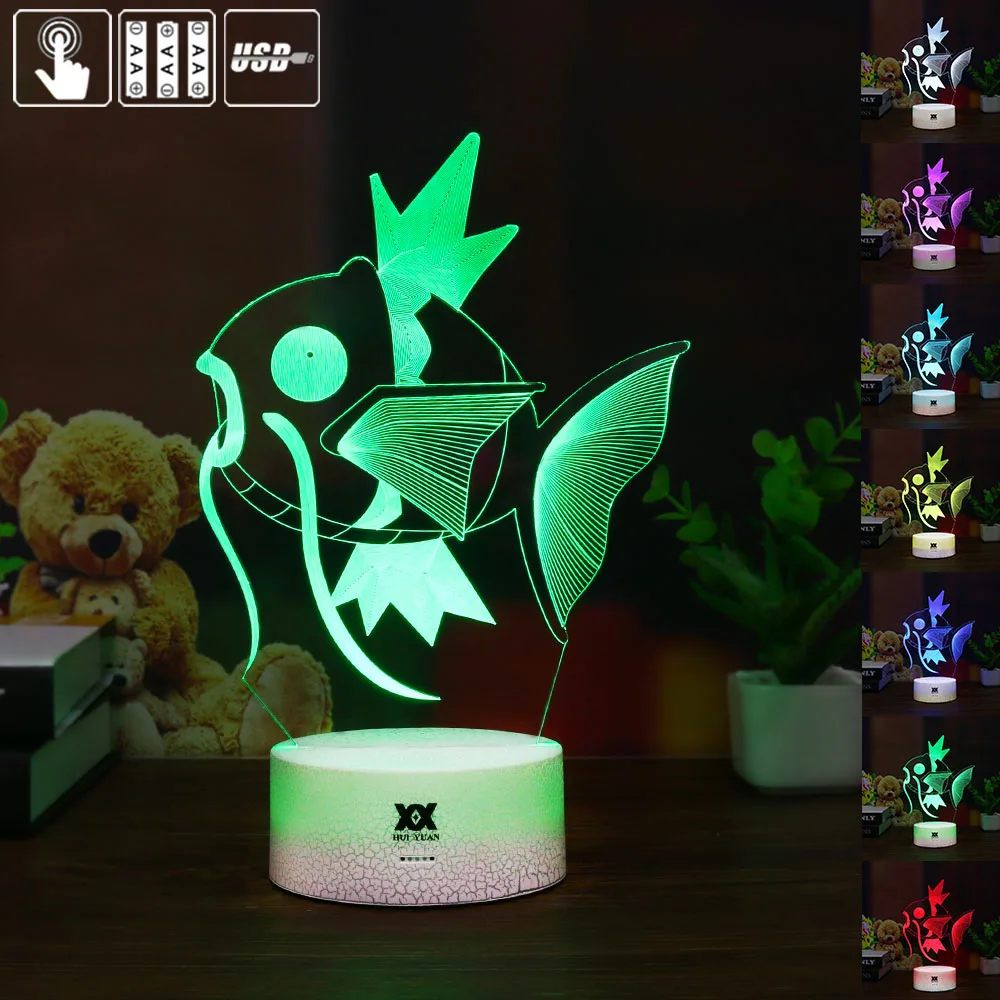 Новые свитера Pokemon Mimikyu/Хо-Oh/purrloin/Magikarp «Pokemon Go»; роликой/Rayquaza/prinplup/politoed/lugia мультфильм 3D светильник светодиодный Прохладный 7 видов цветов ночной Светильник