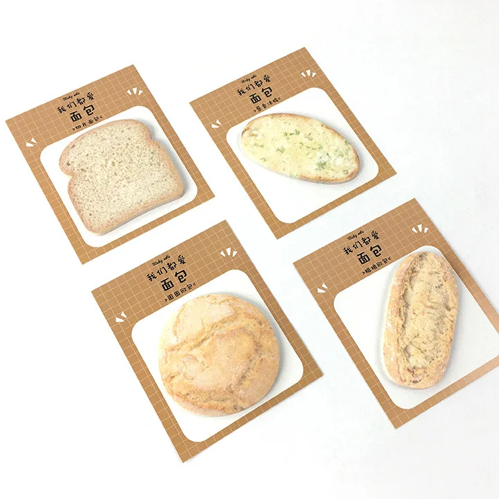 mix 4 pcs 4 шт./лот, милый блокнот для заметок, бумажный блокнот с рисунком кофе, хлеба, блокнот, клейкие канцелярские принадлежности, школьные принадлежности - Цвет: mix 4 pcs