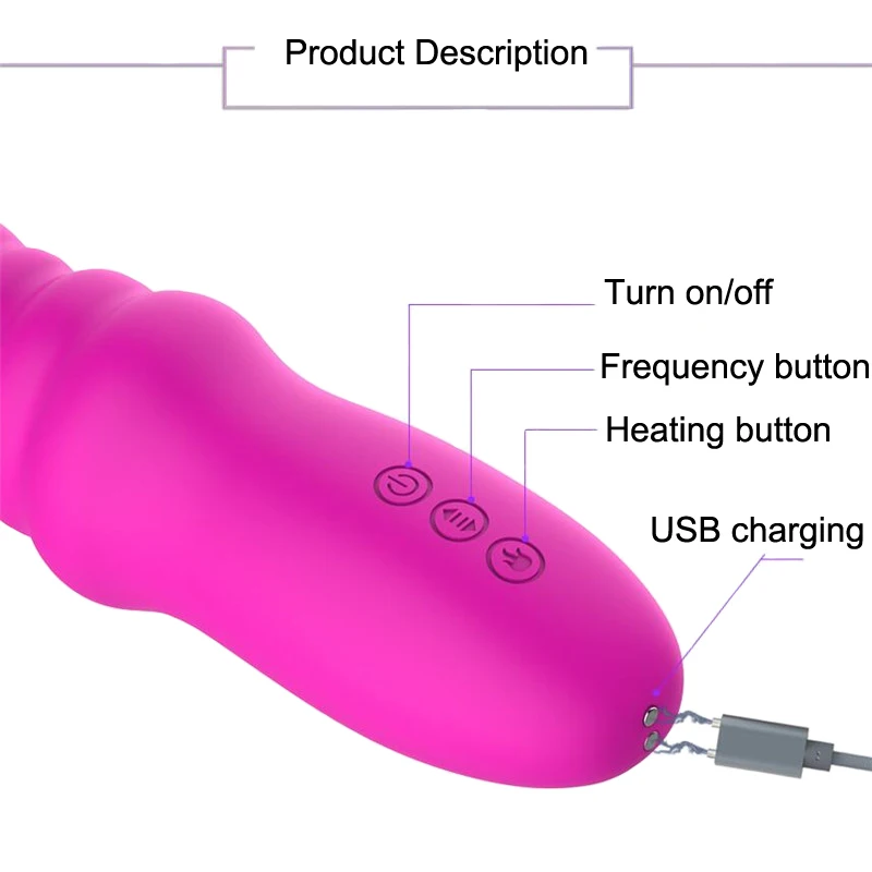 Телескопический вибратор с подогревом 10 скоростей двойной двигатель