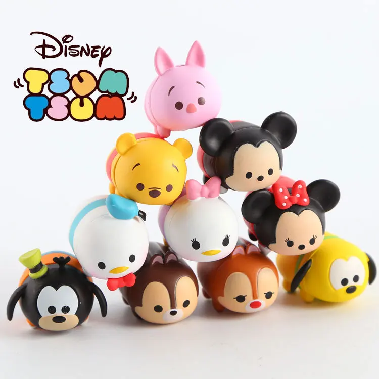 Disney Tsum 10 шт./лот 3 8 см Дональд Микки Винни утка игрушки милый эльф кукла купальные