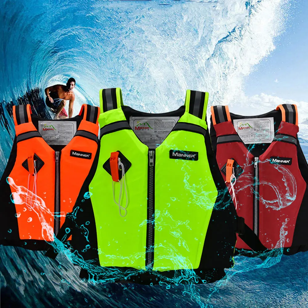 NEWAO Professional Neoprene Adult Adjustable Universal Life Jacket Vest With Whistle Swimming Surfing Skiing Boating Drifting