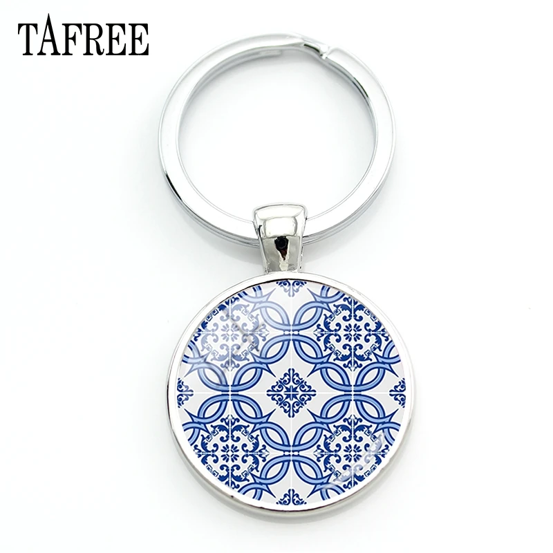 TAFREE Azulejo португальский брелок Португалия цветок геометрический узор для ключей с