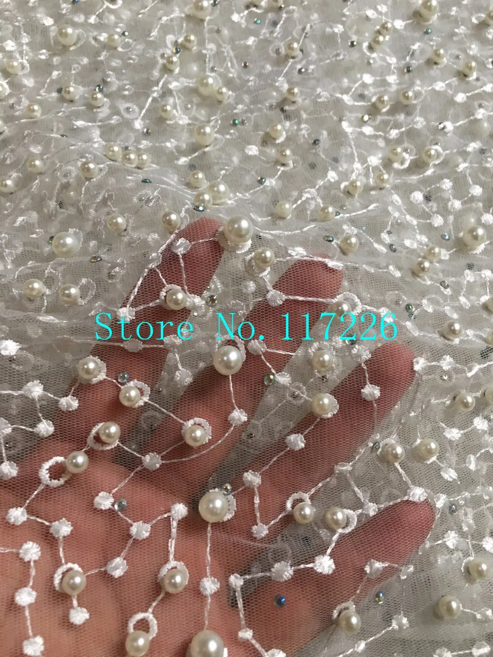 pretty JRB-103004 embroidered lace fabric top quality tulle mesh with a lot of beads for party dress | Дом и сад