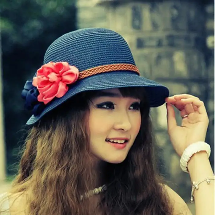 Модные шляпы для женщин 2017 Женская Летняя Повседневная Соломенная шляпа