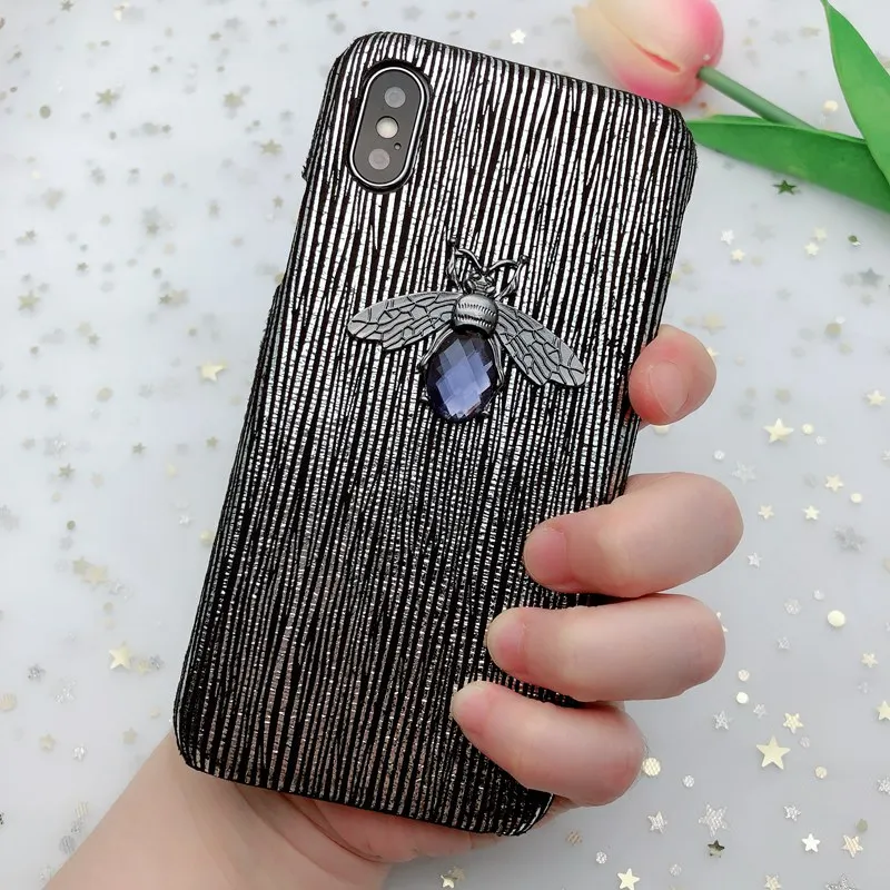 Роскошный блестящий чехол с алмазной Пчелой для iphone X XR XS Max Жесткий Чехол из