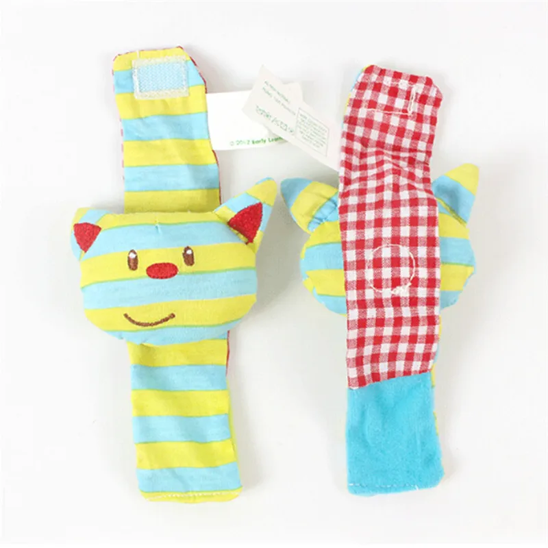 Мультяшные детские погремушки животные игрушки на запястье мягкие колокольчики