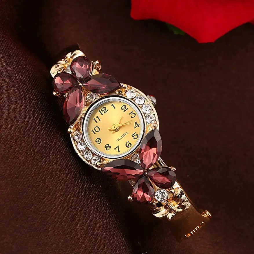 Reloj mujer marcas famosas de lujo Женские кварцевые наручные часы с кристаллами, стразы, браслет-бабочка, роскошные женские часы - Цвет: coffee