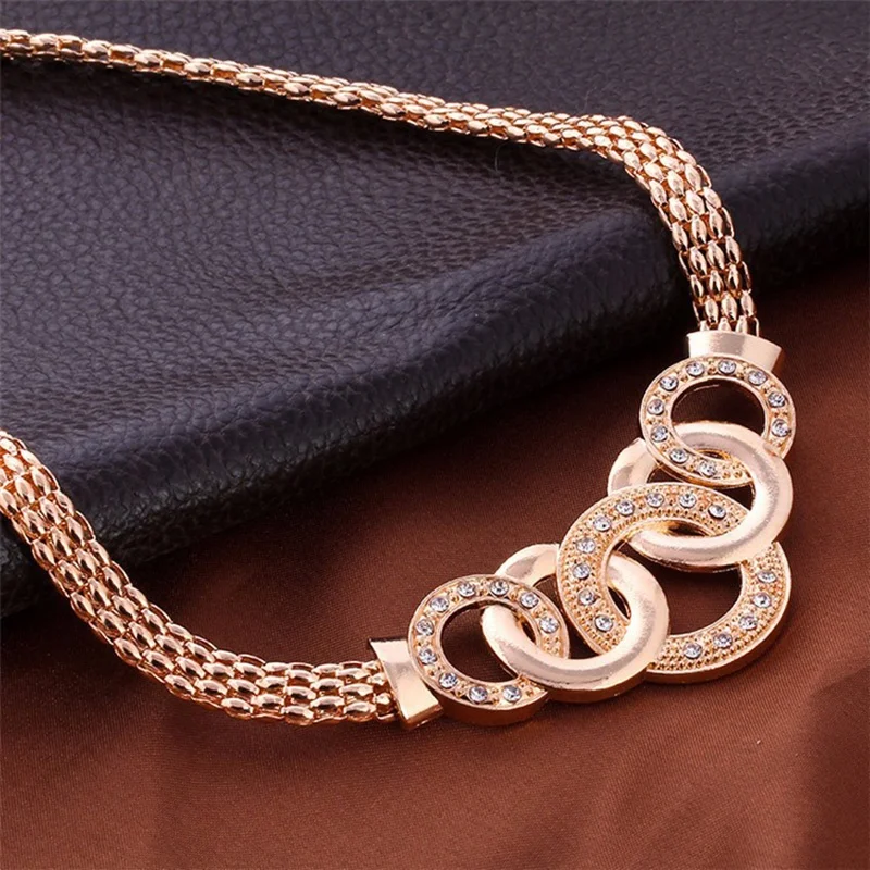 WKOUD сплав ожерелье Кольца Серьги Браслеты Ювелирные наборы Золото цвет jewellery для