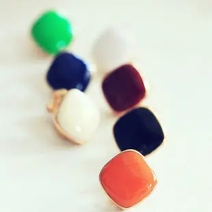 Женские квадратные серьги-клипсы без проколов карамельные цвета | Украшения и